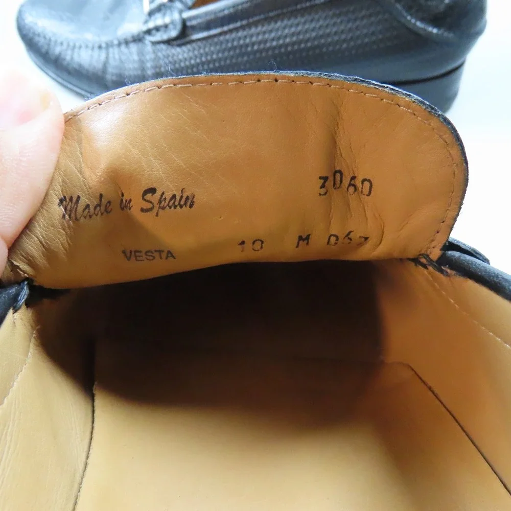 Mezlan Vesta Ostrich Leg and‎ Woven Calfskin Moc Toe Bit Strap Loafers Black 10